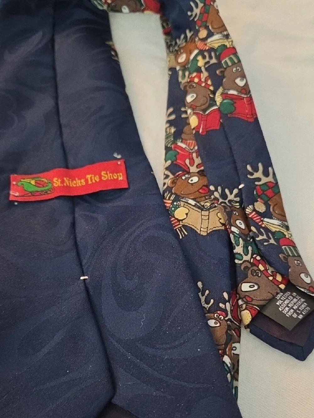 Navy Holiday Reindeer Choir Tie